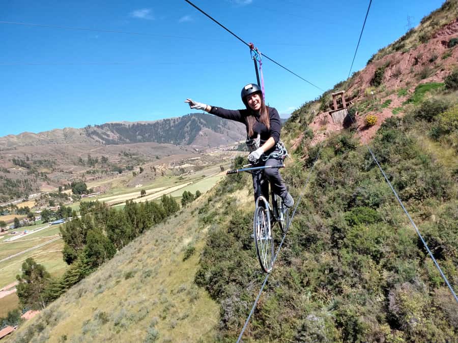 Cusco: Extreme Sky Bike and Rappelling Adventure - Start at Plaza Regocijo: gearing up in Cachimayo