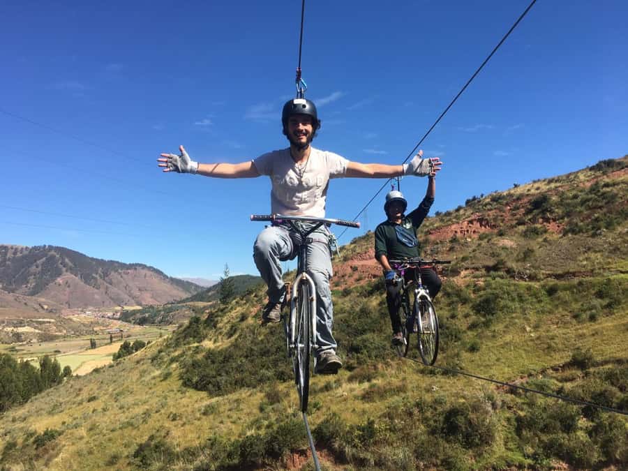 Cusco: Extreme Sky Bike and Rappelling Adventure - Sky bike 50 meters above Cusco: pedal through the air