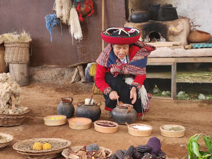 From Cusco: Chinchero, Moray, Maras, Ollantaytambo and Pisaq - Chinchero: Weaving, a Colonial Church, and Nearby Inca Remains