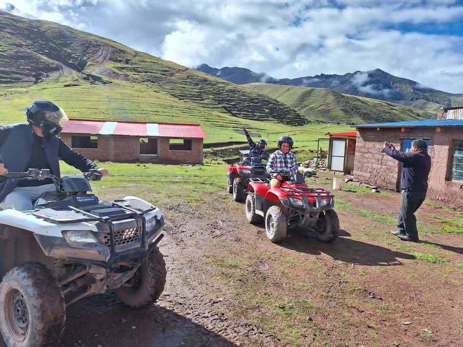 From cusco: Rainbow Mountain ATV Tour with meals - The Drive Toward Ausangate: Red Peaks, Glacier Views, and Animals