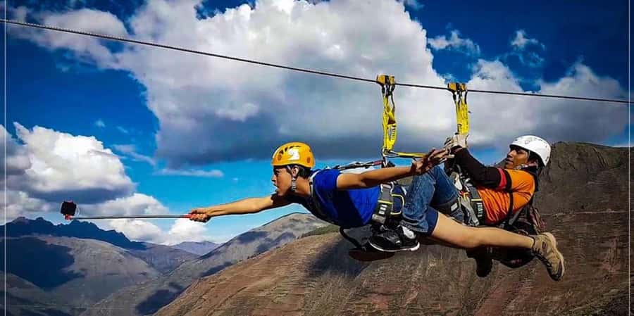 Zipline over the Sacred Valley Trip - Tibetan Bridge Challenge: a Balance Moment Between the Zips